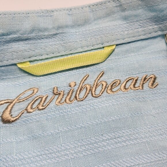 Carribean Mens Shirt Linen Blend Button Up 3XT Tall Roll Tab Long Sleeve Coastal - Picture 5 of 16